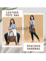  Women Tote Buffalo Leather Brown Shoulder Bag Large Office Handbag Shopper Purse